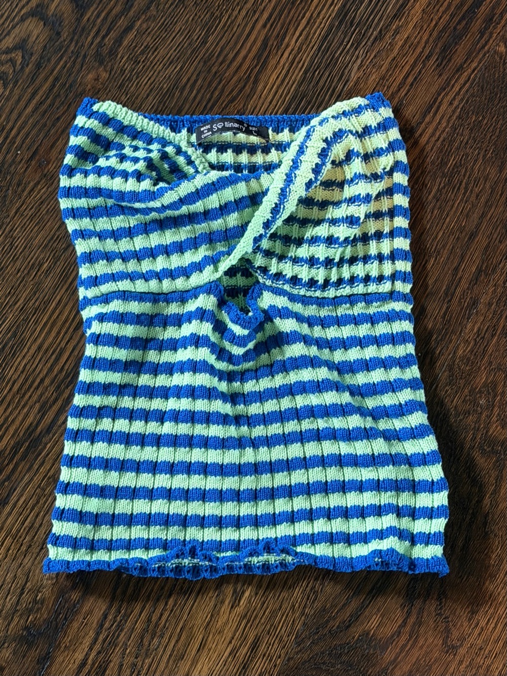 Striped Knit Tank Top - Blue & Lime